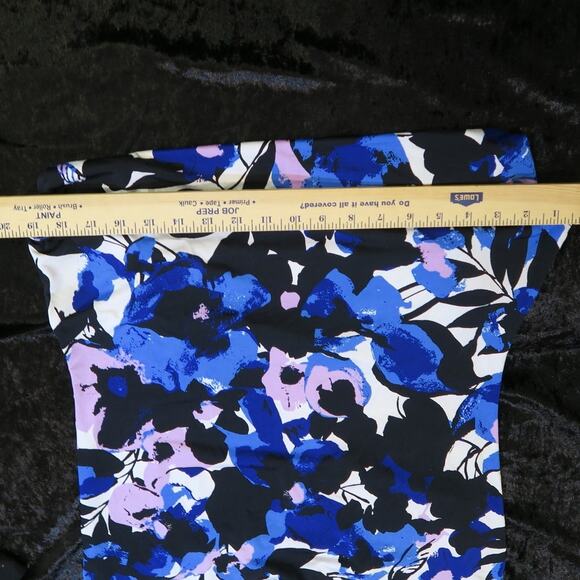 Elephant Floral Abstract Tank Top Sz M Cowl Draped Neck Black Purple Worthington - Picture 7 of 15